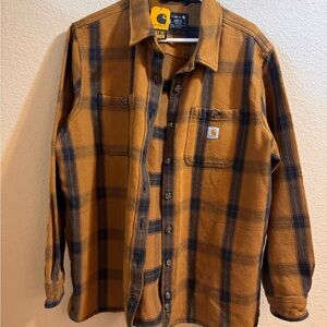 Carhartt Tan and Black Plaid Shirt